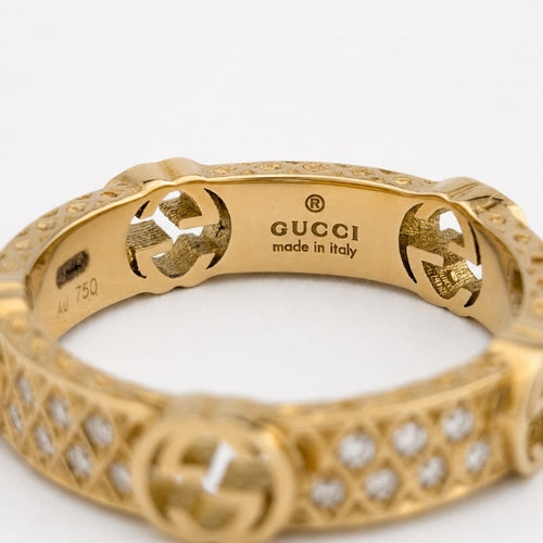 49 Gucci - Bague ajourée en or jaune et diamants 58 Facettes 36785