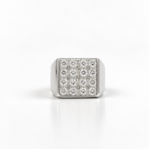 59 Chevalière en or blanc et diamants 1,92 ct 58 Facettes 1.0001337/1