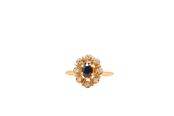 Bague Marguerite ajourée Saphir Diamants