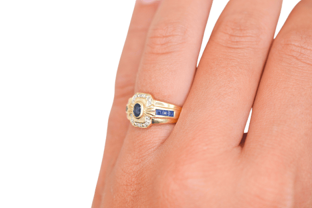 Bague bandeau Saphirs et Diamants