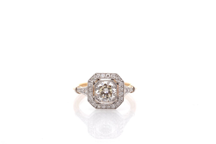 Bague 54 Bague Art déco en platine et or 18k, diamant 1,09 ct 58 Facettes 26872-26984