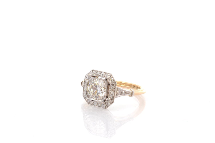 Bague 54 Bague Art déco en platine et or 18k, diamant 1,09 ct 58 Facettes 26872-26984