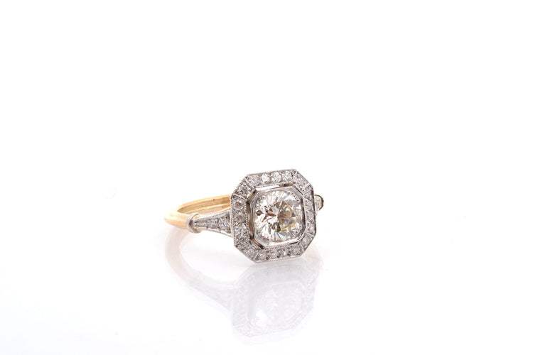 Bague 54 Bague Art déco en platine et or 18k, diamant 1,09 ct 58 Facettes 26872-26984