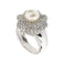 Bague 57 Bague fleur en or blanc 18 ct avec perle et diamants 58 Facettes 10510