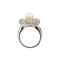 Bague 57 Bague fleur en or blanc 18 ct avec perle et diamants 58 Facettes 10510