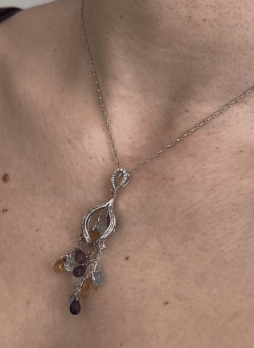 Collier Collier - Collier en or blanc 18 ct avec diamants et pierres fines 58 Facettes 25768