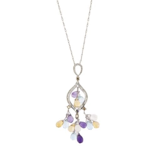 Collier Collier - Pendentif en or blanc 18 kt avec diamants et pierres précieuses 58 Facettes 25768