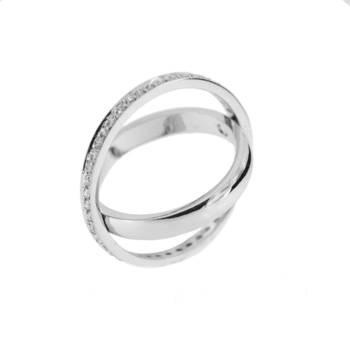 Bague 52 Bague éternité double en or blanc 18 ct et diamants 0,46 ct 58 Facettes 10308