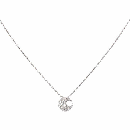 Collier motif lune en or blanc et diamants 58 Facettes 5828131CN