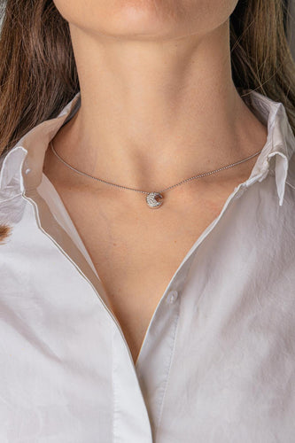 Collier motif lune en or blanc et diamants 58 Facettes 5828131CN