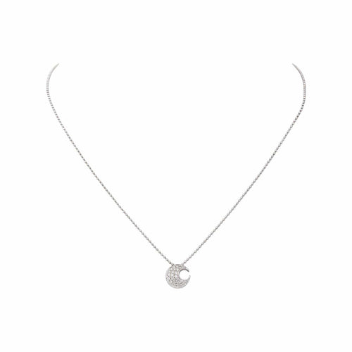 Collier motif lune en or blanc et diamants 58 Facettes 5828131CN