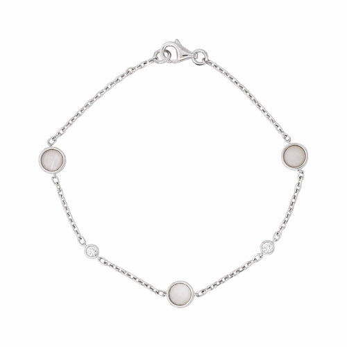Bracelet maille forçat en or blanc, nacre et diamants 58 Facettes 5993521RV