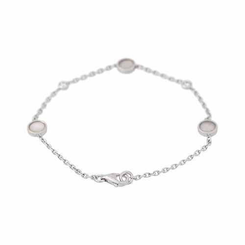 Bracelet maille forçat en or blanc, nacre et diamants 58 Facettes 5993521RV