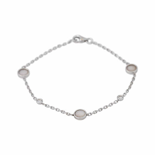 Bracelet maille forçat en or blanc, nacre et diamants 58 Facettes 5993521RV