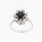 55 Bague vintage belge en or blanc, diamants et saphir bleu 58 Facettes A1506