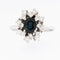 55 Bague vintage belge en or blanc, diamants et saphir bleu 58 Facettes A1506