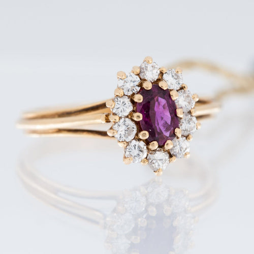 54 Bague espagnole vintage en or jaune 18 carats, diamants et rubis 58 Facettes A1508