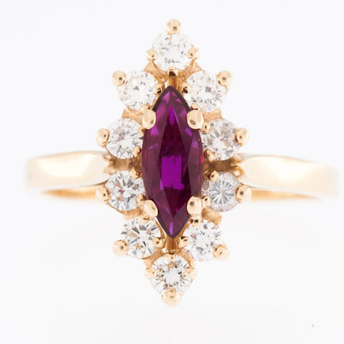 Bague 54 Bague vintage en or jaune 18 carats, diamant et rubis 58 Facettes A1511