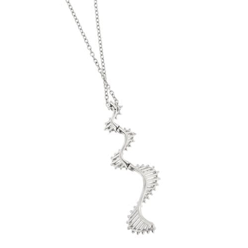 Collier Collier - Pendentif ondulé en or blanc 18 ct et diamants 58 Facettes 25928
