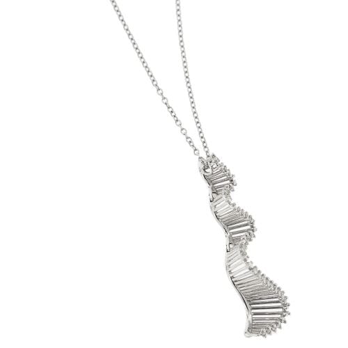 Collier Collier - Pendentif ondulé en or blanc 18 ct et diamants 58 Facettes 25928
