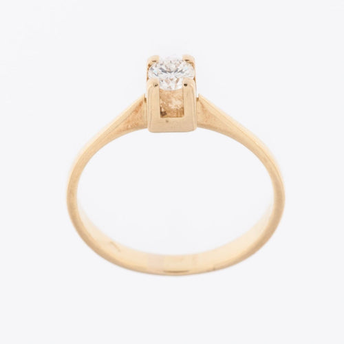 Bague 55 Bague solitaire vintage en or jaune 18 carats et diamant 58 Facettes A1520