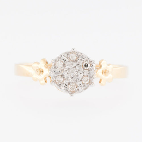 55 Bague milieu XXe siècle en or jaune et blanc avec diamants 58 Facettes A1522