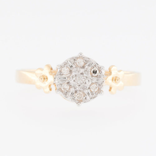 Bague 55 Bague du milieu du siècle en or jaune et blanc 18 carats avec diamants 58 Facettes A1522