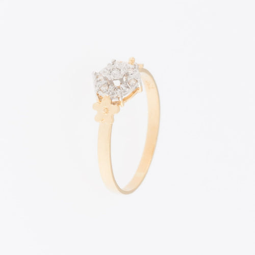 55 Bague milieu XXe siècle en or jaune et blanc avec diamants 58 Facettes A1522