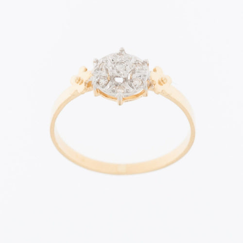 Bague 55 Bague du milieu du siècle en or jaune et blanc 18 carats avec diamants 58 Facettes A1522