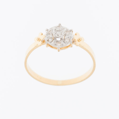 55 Bague milieu XXe siècle en or jaune et blanc avec diamants 58 Facettes A1522