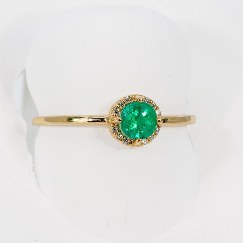 54 Bague en or jaune 14 ct avec émeraude GFCO et diamants 58 Facettes R0017
