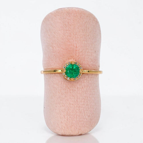 54 Bague en or jaune 14 ct avec émeraude GFCO et diamants 58 Facettes R0017