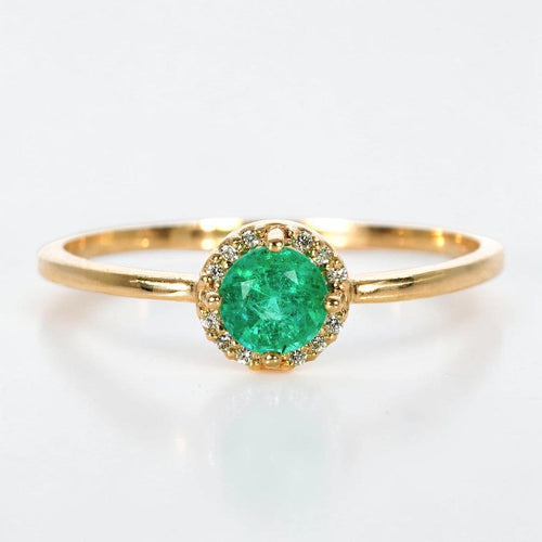 54 Bague en or jaune 14 ct avec émeraude GFCO et diamants 58 Facettes R0017