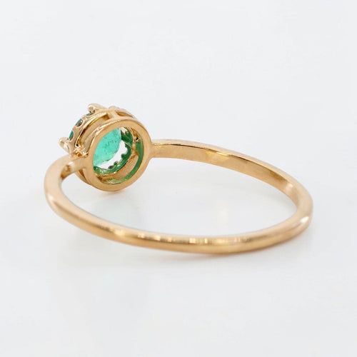 54 Bague en or jaune 14 ct avec émeraude GFCO et diamants 58 Facettes R0017
