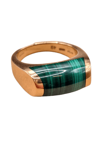 49 Bvlgari Tronchetto - Bague en or rose 18 ct et malachite 58 Facettes CV-115