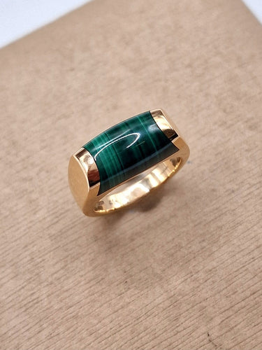 49 Bvlgari Tronchetto - Bague en or rose 18 ct et malachite 58 Facettes CV-115
