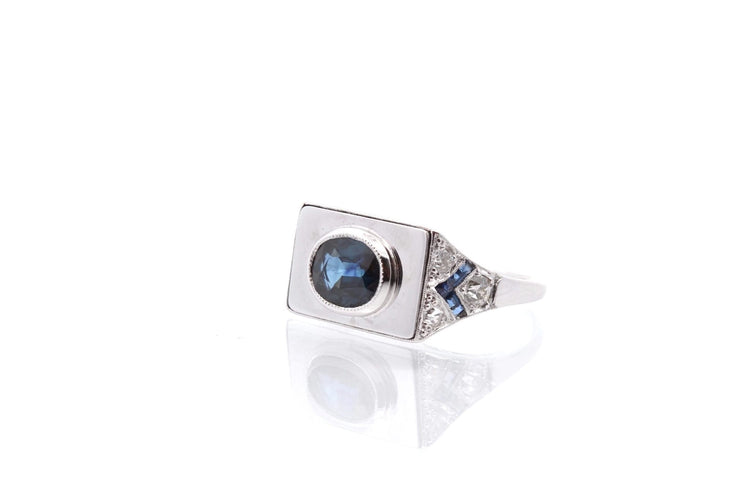 Bague 57 Bague en platine avec saphirs et diamants 58 Facettes 25374