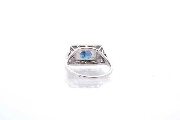 Bague 57 Bague en platine avec saphirs et diamants 58 Facettes 25374