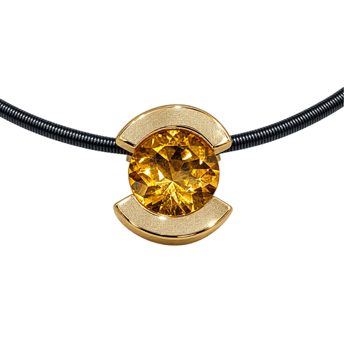 Pendentif en or 18k, acier et citrine 58 Facettes COV888