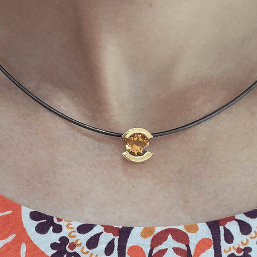 Pendentif en or 18k, acier et citrine 58 Facettes COV888