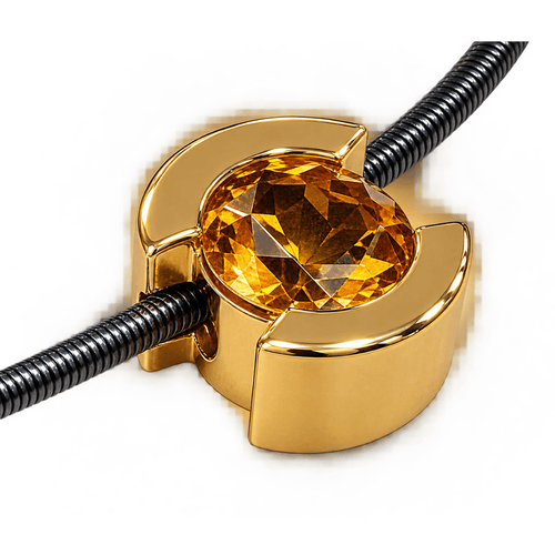 Pendentif en or 18k, acier et citrine 58 Facettes COV888