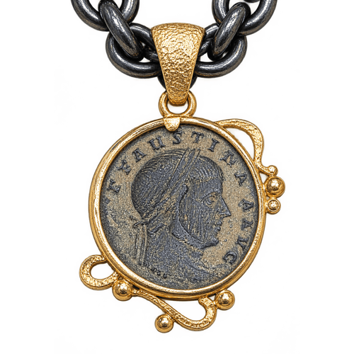 Pendentif monnaie romaine en or jaune 18k 58 Facettes T324CAG17