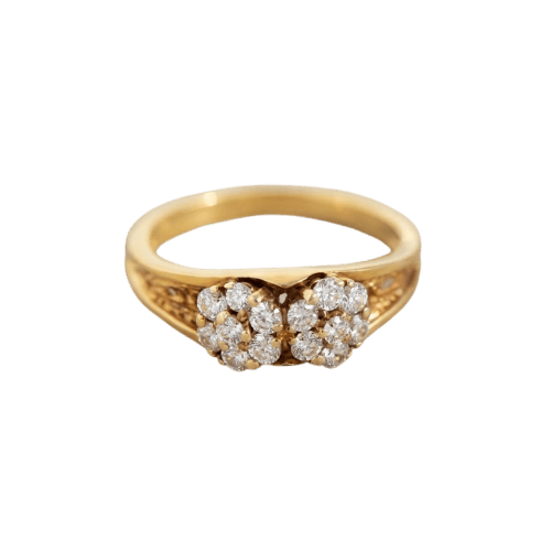 55 Bague fleur vintage en or jaune 585 et diamants 58 Facettes HJ062640