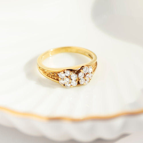 55 Bague fleur vintage en or jaune 585 et diamants 58 Facettes HJ062640