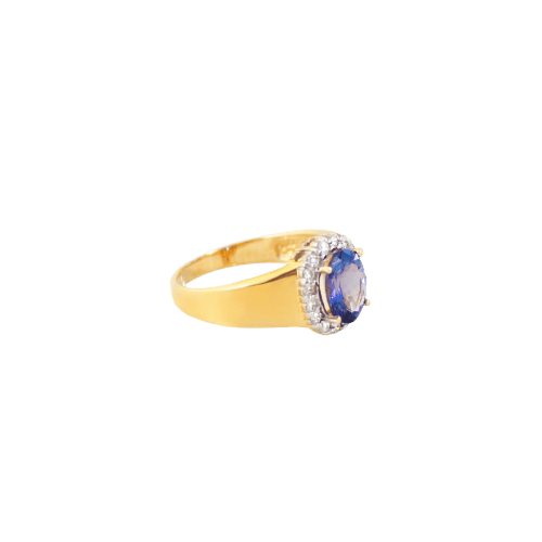 60 Bague vintage en or jaune 585 avec tanzanite et diamants 58 Facettes HJ062643