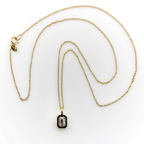 Collier Collier avec diamant taille émeraude 0,50 ct en or 18 carats et rhodium noir 58 Facettes 11209
