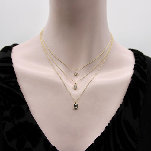 Collier Collier avec diamant taille émeraude 0,50 ct en or 18 carats et rhodium noir 58 Facettes 11209
