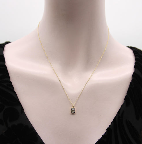 Collier Collier avec diamant taille émeraude 0,50 ct en or 18 carats et rhodium noir 58 Facettes 11209