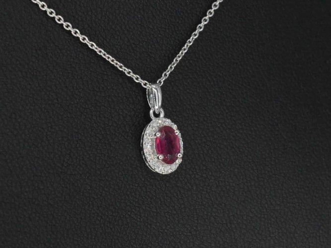 Pendentif halo en or blanc, diamant et rubis 58 Facettes 2017