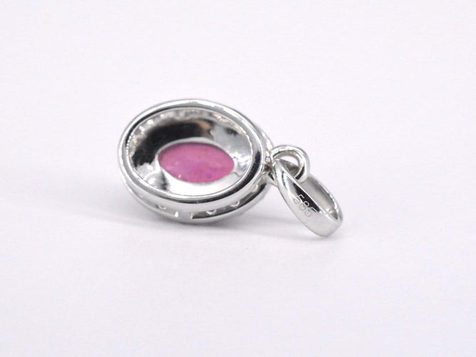 Pendentif halo en or blanc, diamant et rubis 58 Facettes 2017